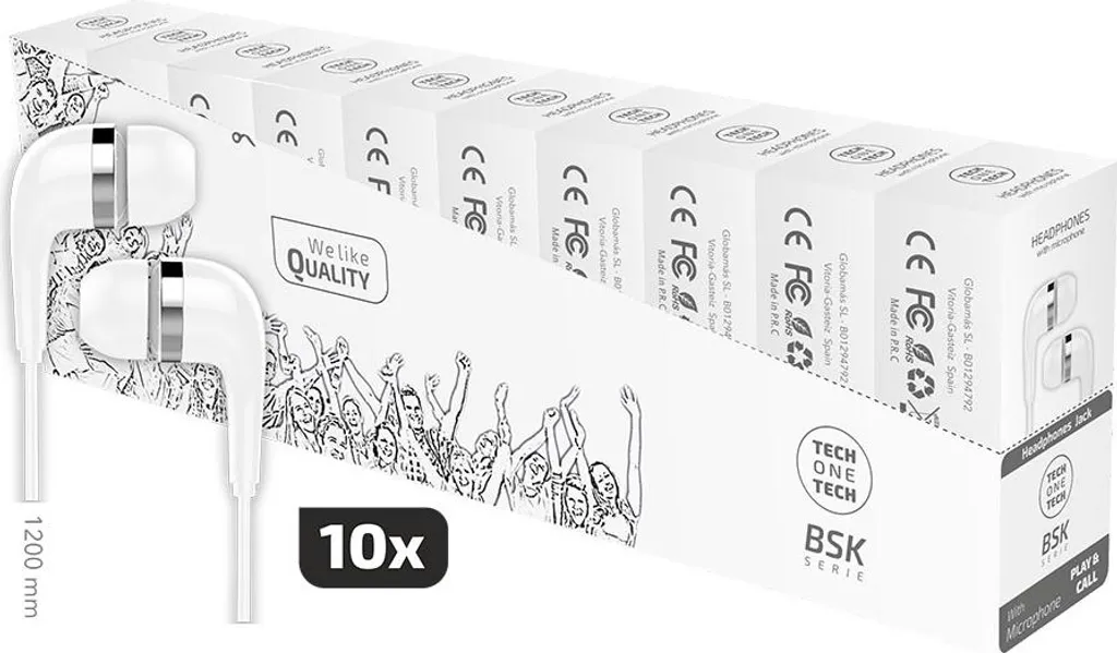 Casque Bsk 10 Blanc Audio Immersif avec Micro Intégré Tech One Tech