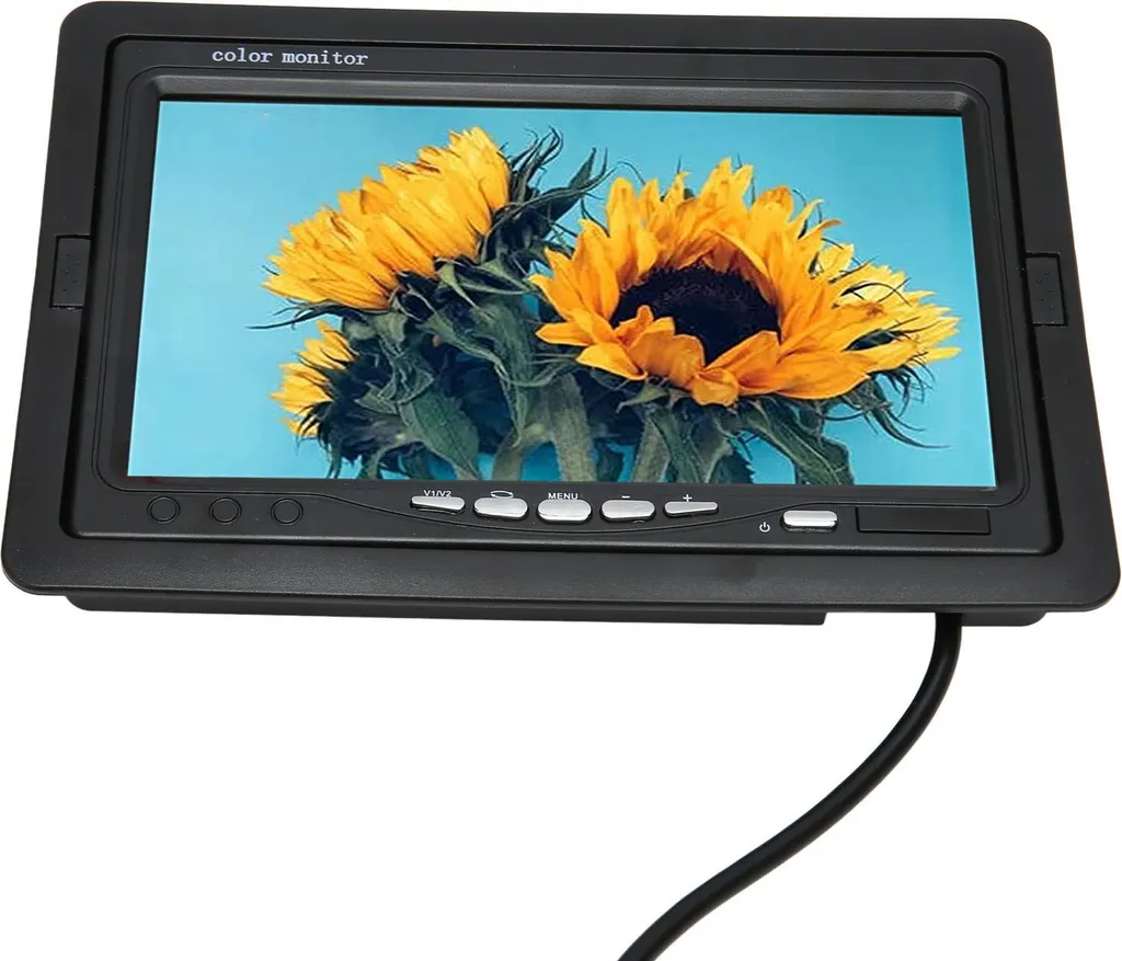 Écran LCD TFT 7 Pouces Caméra de Recul avec 2 Entrées Vidéo AV et Support