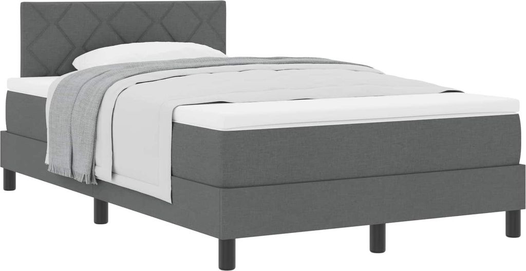 Boxspringbett mit Kopfteil Dunkelgrau 120 x 190 cm Stoff