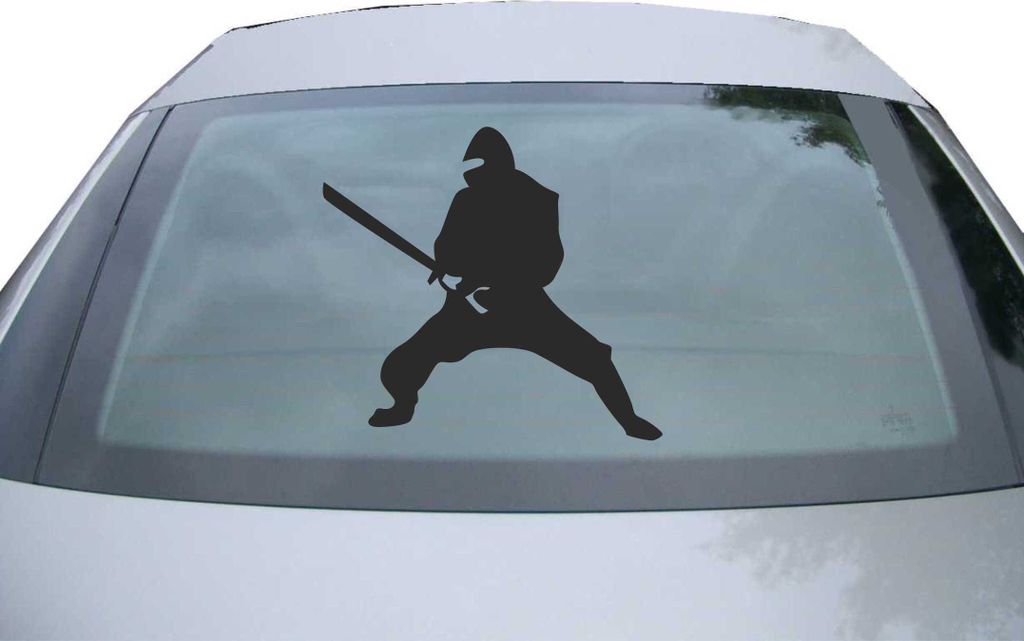 Indigos UG - Aufkleber Heckscheibe & Motorklappe DE2919 - schwarz - 600x553 mm - Ninja - Auto Scheiben Fenster Heckklappe Tuning Racing JDM - Die cut