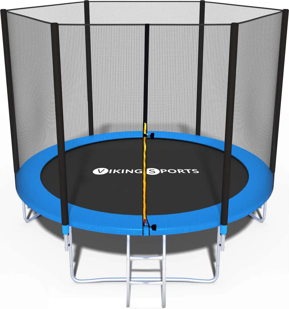 Trampoline de jardin rond 250 cm - Pack complet bleu avec accessoires