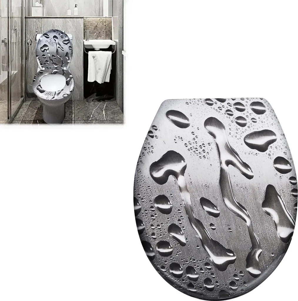 Sessamen-LP Coperchio della toilette con chiusura ammortizzata Sedile della toilette Sedile della toilette in plastica dura, 45 x 38 cm, acqua