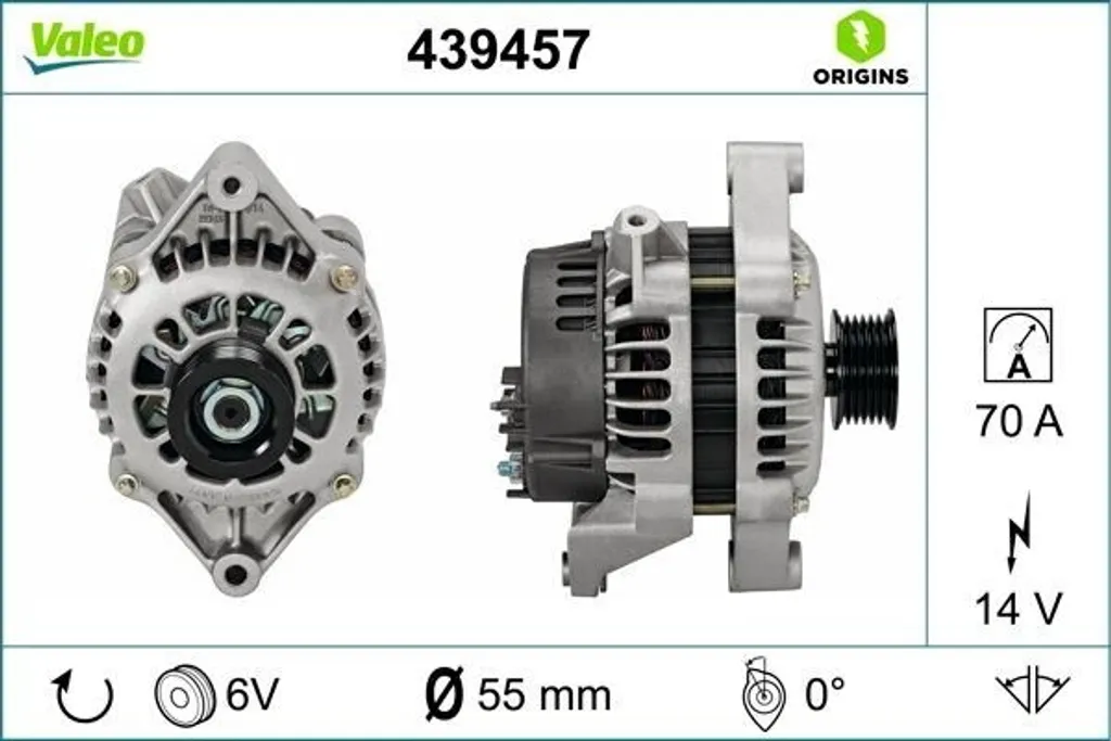 Alternateur VALEO 439457 pour réparation circuit de charge Opel Corsa