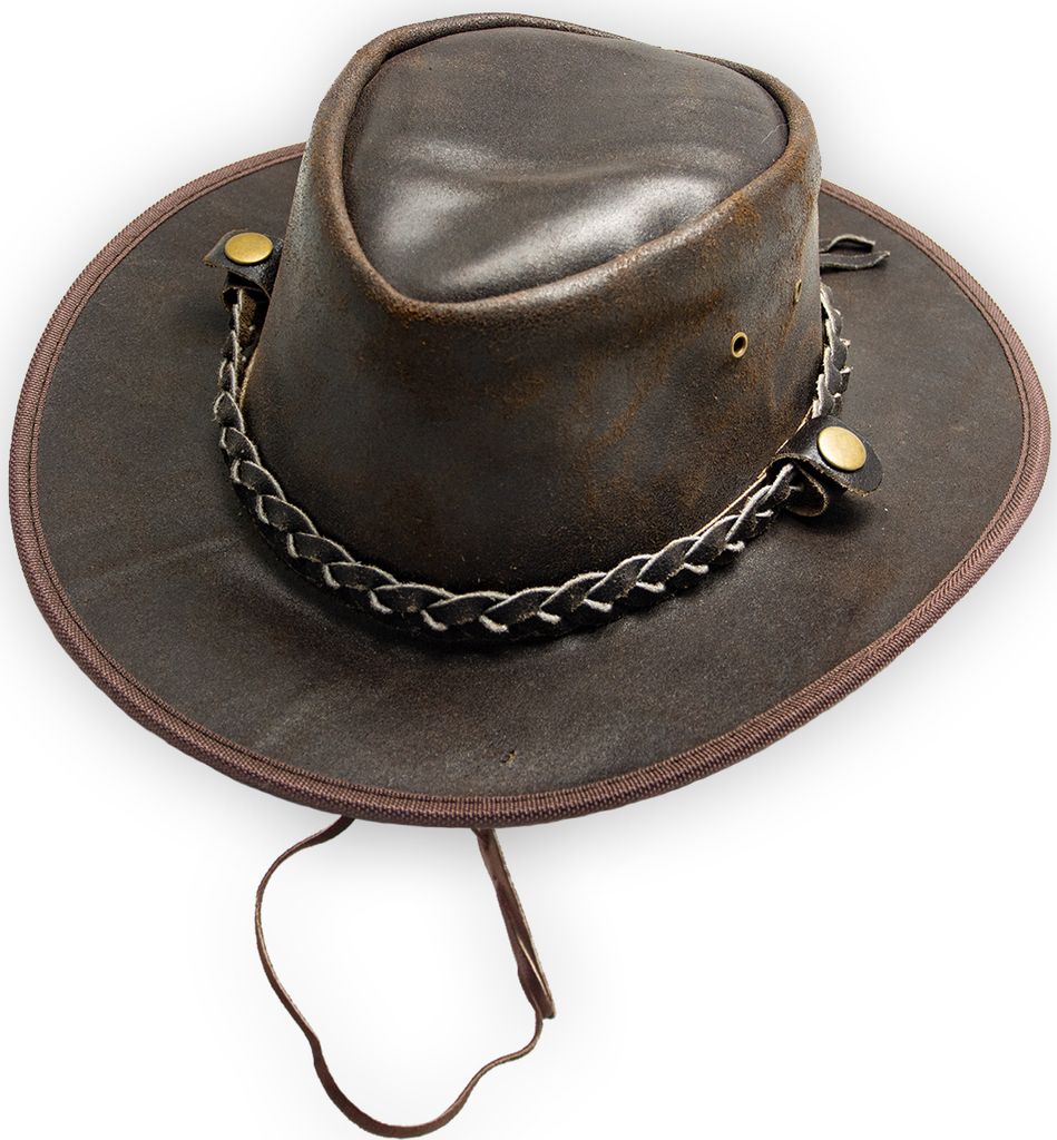 Cowboyhut Lederhut knautschbar - Gr. M-XL Westernhut Australian Hat mit Hutband M - 56 cm - 57 cm