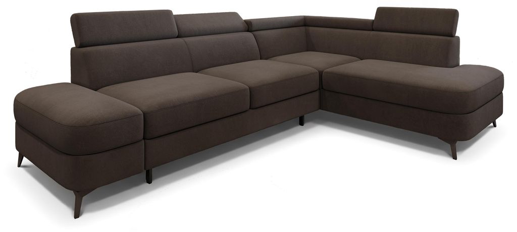 Masseno Ecksofa AVISE MV R-S mit Schlaffunktion L-Form, Sofa mit Bettkasten, Wohnzimmersofa, Couch, Soffa, Bettsofa, Couchgarnitur- Braun, MATT VEL...