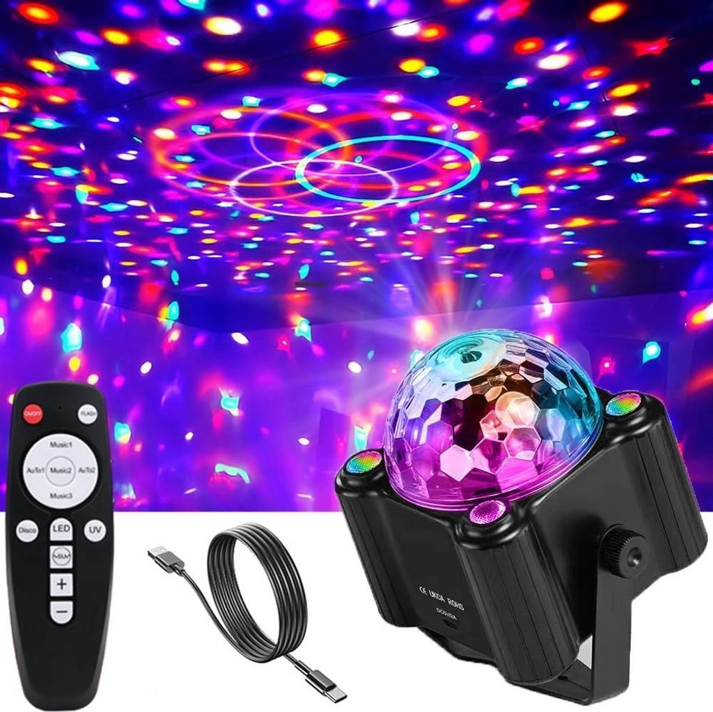 Discokugel Disco Lights LED Musikgesteuert DJ Partylicht RGB Bühnenlichter mit Fernbedienung für Tanzpartys Geburtstag Karaoke Weihnachten Deko L...