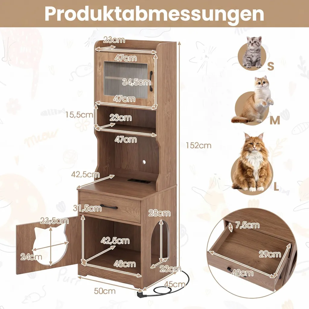 Armoire pour chat avec éclairage LED 16 modes et station de recharge - 3