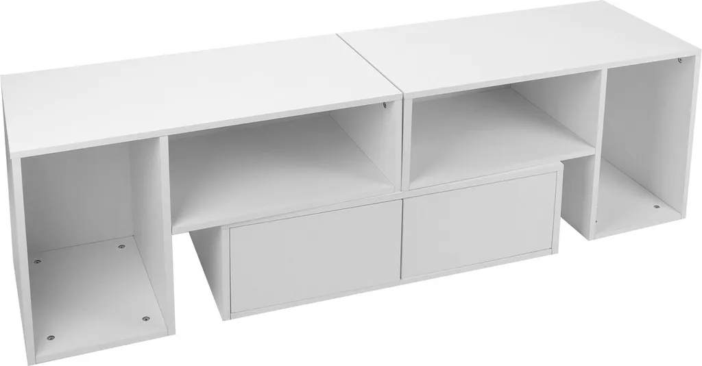 Buffet TV réglable avec éclairage LED - Meuble multimédia à tiroir chic