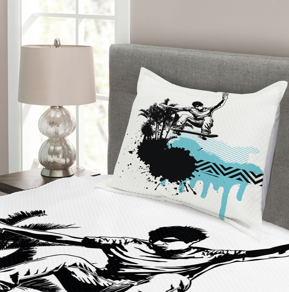ABAKUHAUS Brown And Blue Federe Cuscini Set di 2, Grungy Swirls, Stampa