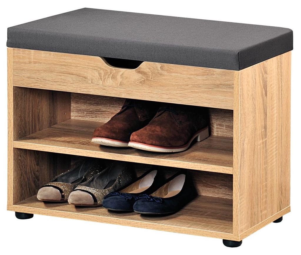 Schuhschrank aus Holz mit Sitz, Flur Bücherregal mit Produktbild 
