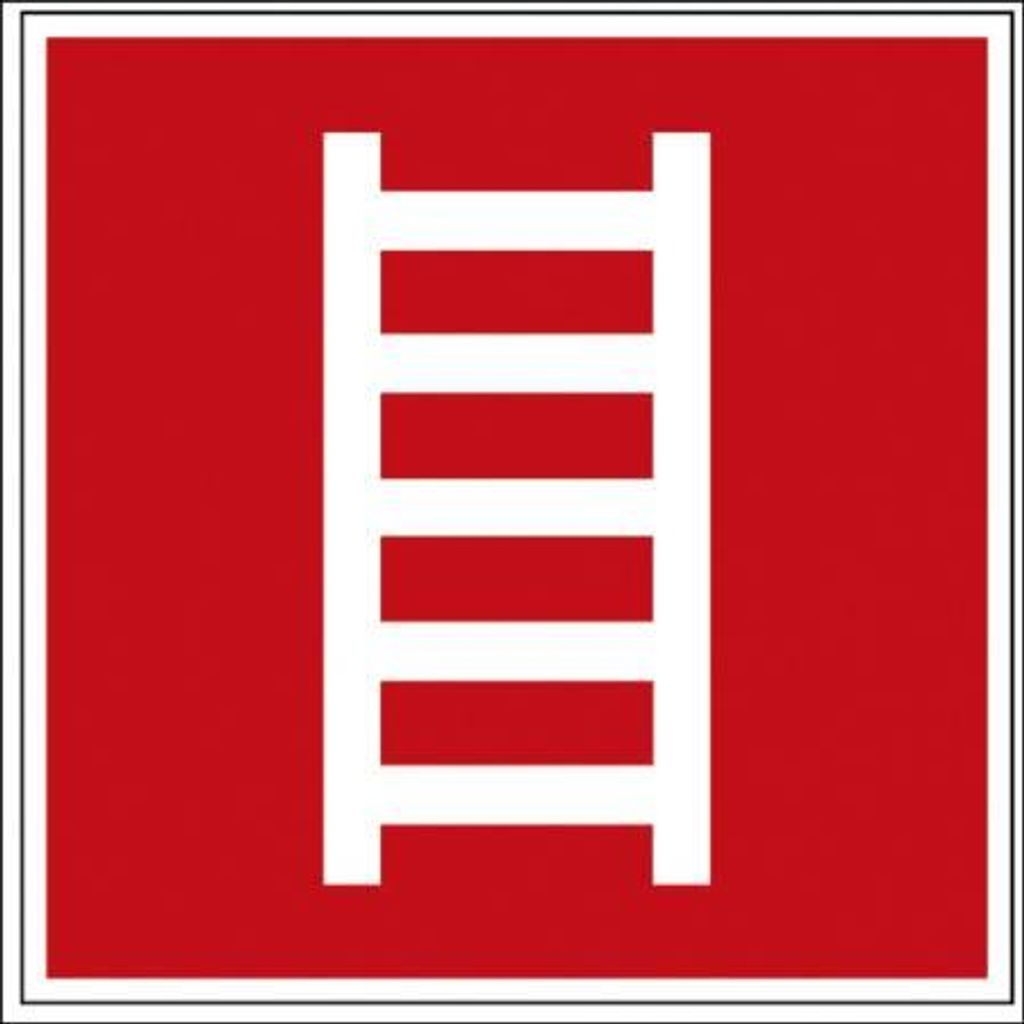 PVC Aufkleber Brandschutzkennzeichen - Leiter - K127/86 - nach BGV A8, DIN 4844 und Arbeitsstättenverordnung 150 x 150 mm