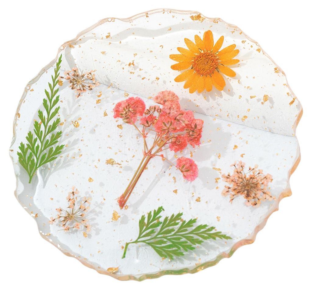 Untersetzer mit echten Trockenblumen, hitzebeständig, aus transparentem Harz, handgefertigt, DIY-Dekoration, einzigartiges Geschenk für Frauen