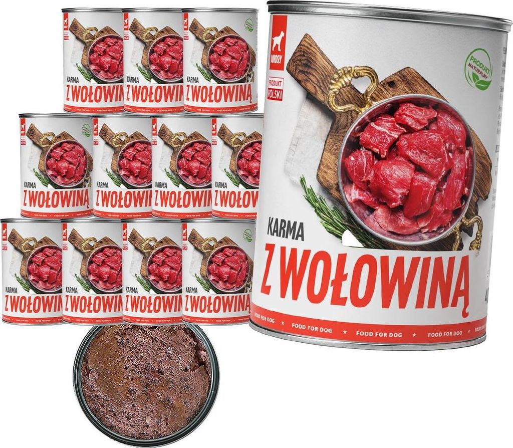 Tuftuf | Nasses Futter für Hunde - 12x400g - Rindfleisch - 81% Feuchtigkeit - Nassfutter