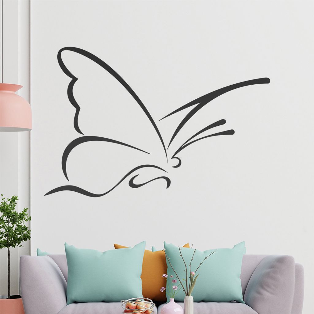 Schmetterling Linien Wandtattoo in 6 Größen - Wandaufkleber Wall Sticker - Dekoration, Küche, Wohnzimmer, Schlafzimmer, Badezimmer