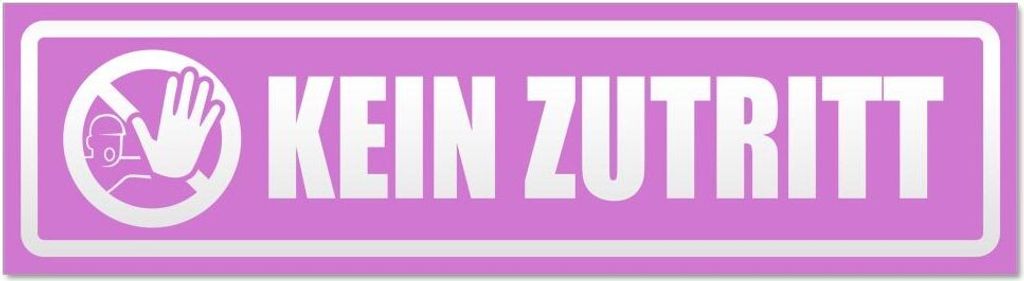 Kiwistar - Autoaufkleber - Flieder - 60 x 16 cm - Kein Zutritt Piktogramm invertiert - Hinweis Aufkleber Sticker für Auto, Kfz, Fahrrad, PKW, LKW
