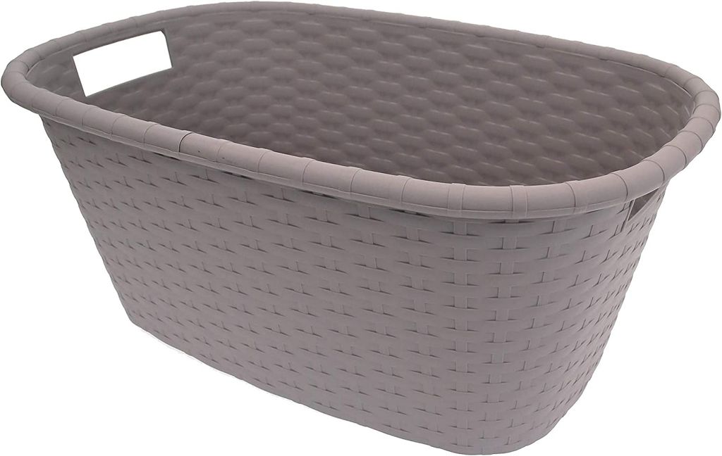 Home & Styling Wäschekorb, Rattan-Design, oval, Kunststoff, Produktbild 