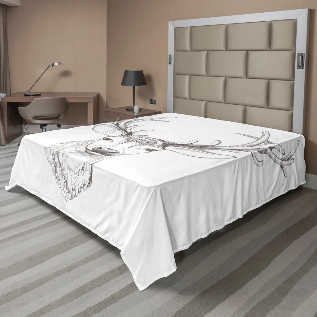 Drap de lit cerf infroissable et doux, literie taupe facile à entretenir