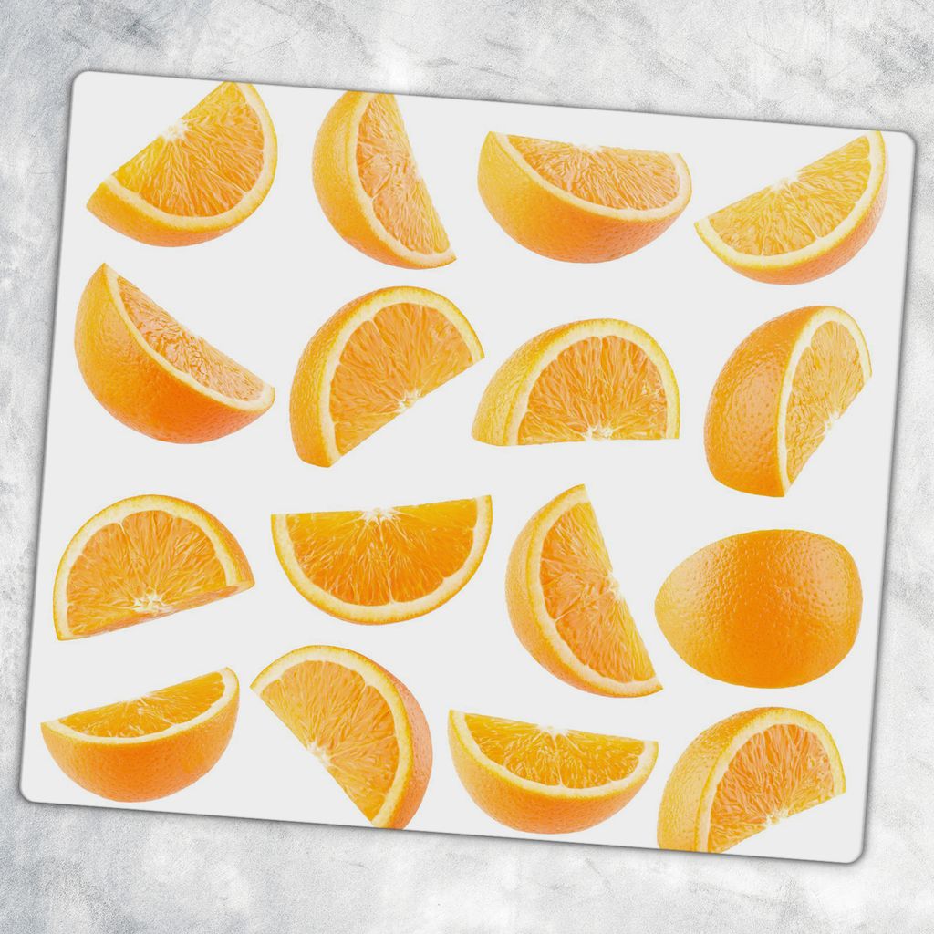 Glas-Herdabdeckplatten Glaskeramikkochfeld-Abdeckung Spritzschutz Glas 60 cm x 52 cm - Orange Frucht