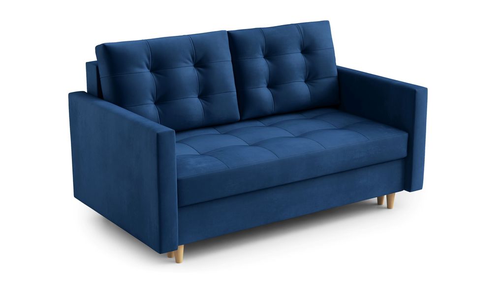 AX LIVING Spaxton 2 Sitzer Sofa Klein 155 cm Dunkelblau mit Schlaffunktion