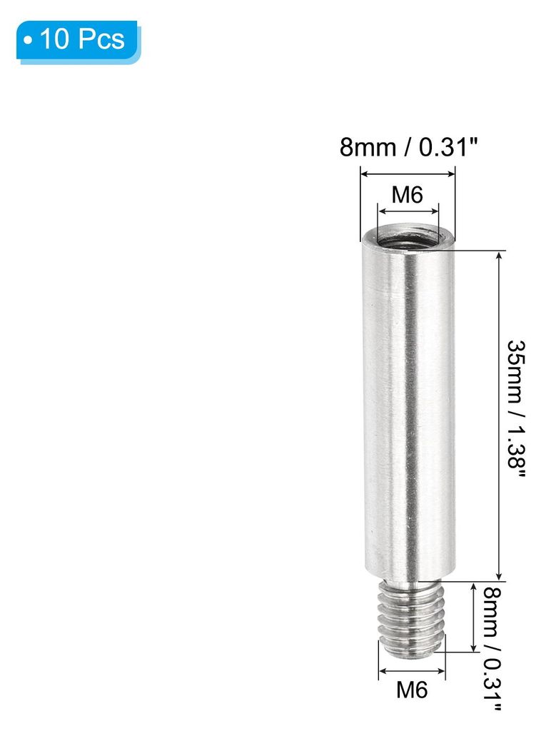 M6x35+8mm Abstandshalter Schrauben Verl?ngerung Stifte 10 Stš¹ck Edelstahl Gewindehš¹lse Abstandsbolzen Schrauben Ersatz fš¹r Binden Nachfš...