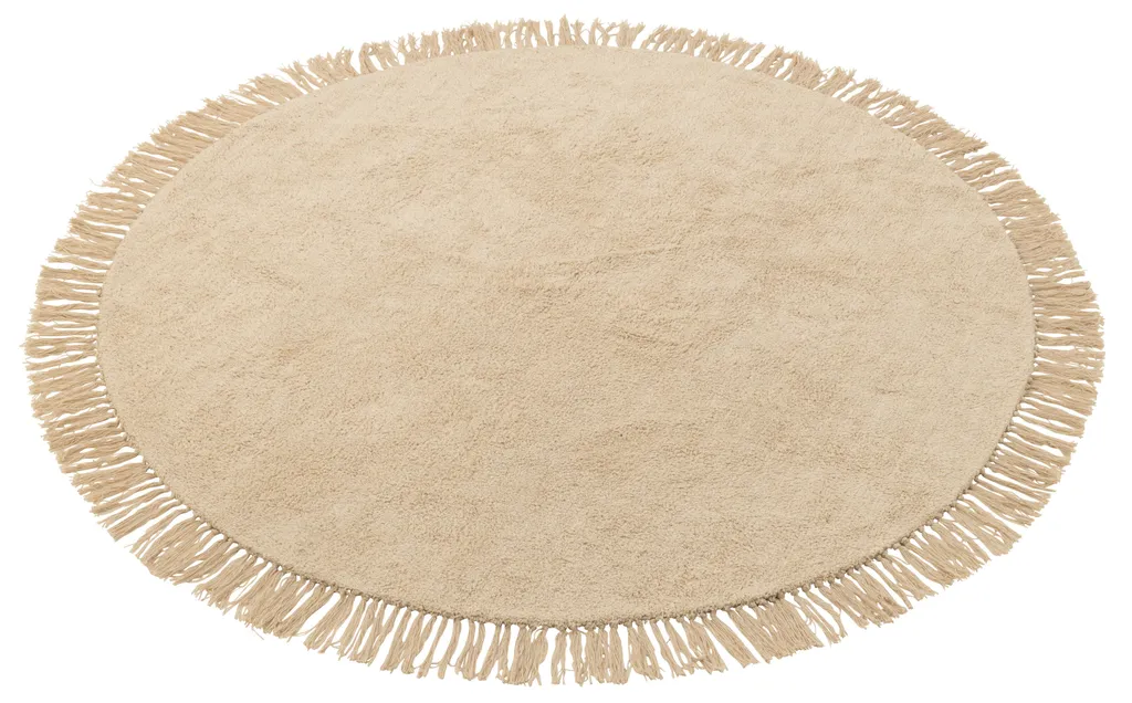 Tapis Rond J-Line Beige 150cm à Franges - Douceur et Style Bohème