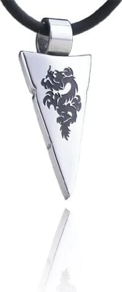 Ciondolo Drago Acciaio Inox e Caucciù 50cm - Gioielli Uomo Unisex