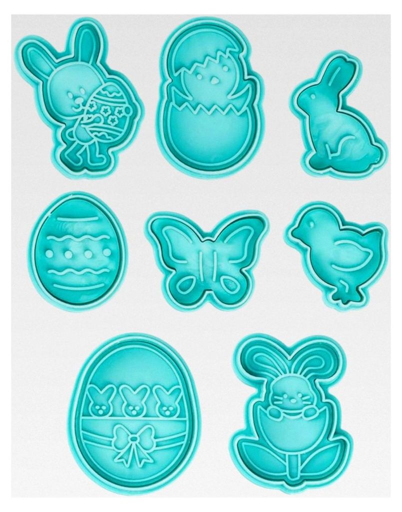 Ausstechformen mit Prägestempel | Ostermotive | Osterhase, Küken, Schmetterling | Frühlingsdekoration | Keks-Ausstecher | Backen | lebensmittele...