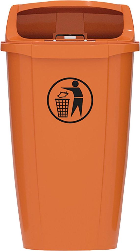 Papierkorb Mülleimer 50 Liter orange - HDPE, Wandmontage, Dreikantschlüssel, temperaturbeständig für den Außenbereich