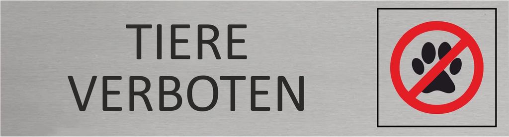 CombiCraft Aluminium Türschild Tiere verboten 165x45mm mit 3M-Tape