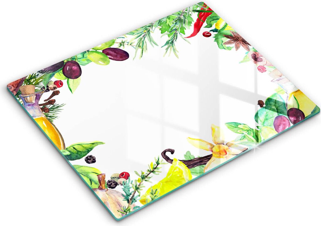 Abdeckung Glas - Küchenabdeckung - 40x52 cm - Abdeckplatte - Bemaltes Essen