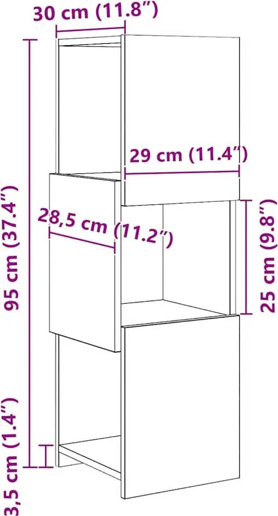 Mobiletto Angolare Rovere Sonoma 95 cm - Ideale per Camera e Bagno - 8