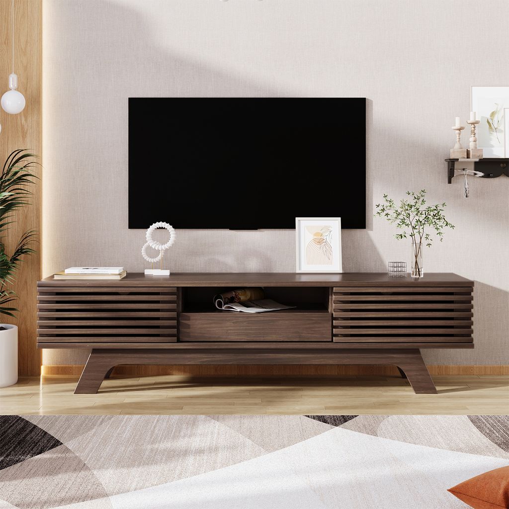 TV-Schrank mit Schublade und Türen TV-Tisch TV-Ständer Einzigartiges Design TV-Möbel TV-Panel Vintage-Holzfarbe