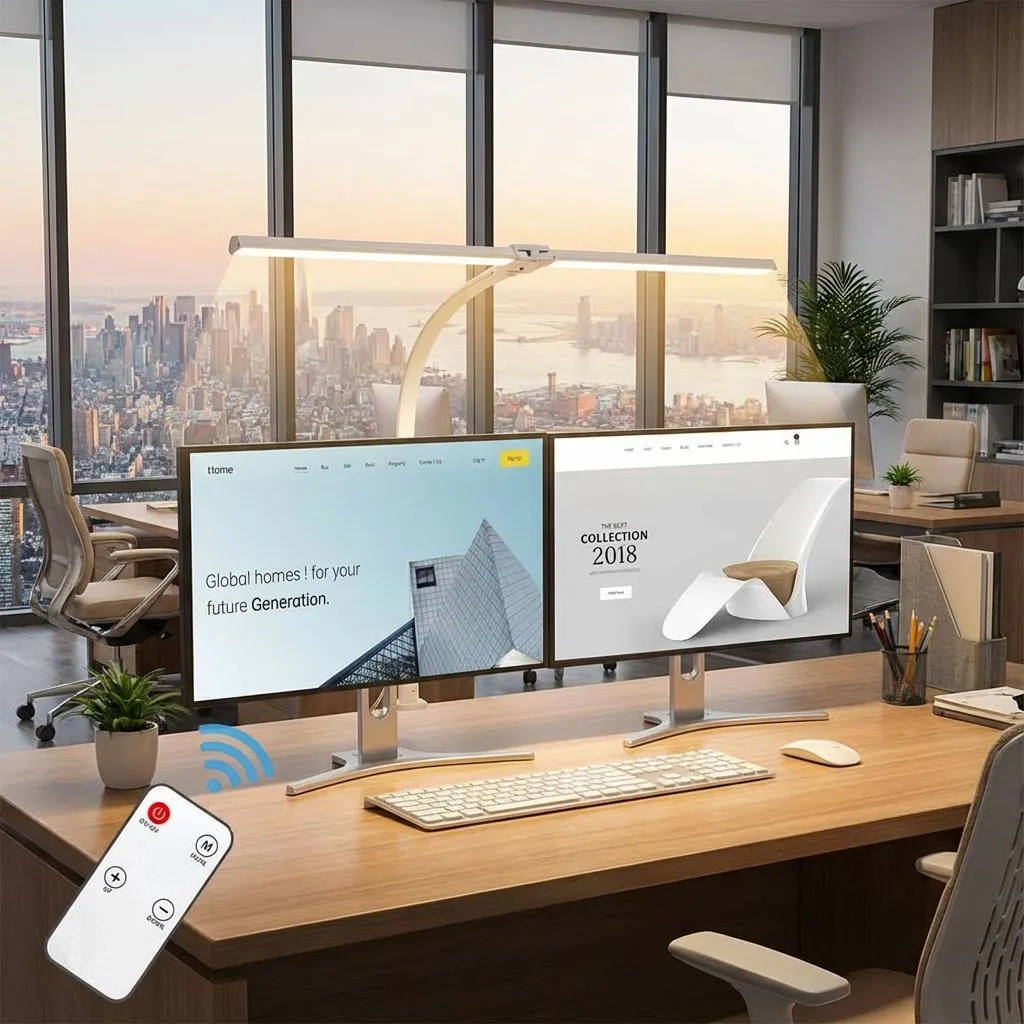 Barre de lumière LED 80cm pour bureau - Double tête 24W dimmable blanc