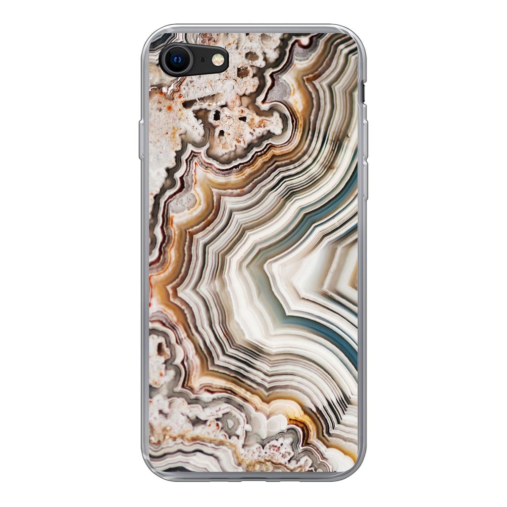 MuchoWow Handyhülle Schutzhülle Hülle für iPhone 7 Naturstein - Nahaufnahme - Muster Silikon Softcase Handy Hülle - Kartenhalter