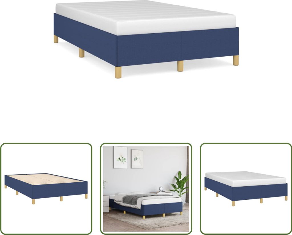 The Living Store Bettgestell Blau 120x190 cm Stoff
