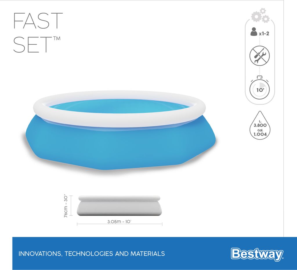 Bestway Fast Set Aufblasbarer Swimmingpool Rund 305x76 cm Produktbild 6
