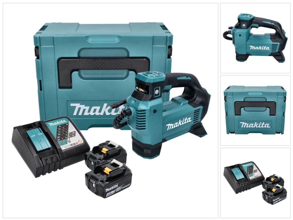 Makita DMP 181 RMJ Akku Kompressor 18 V 11,1 bar + 2x Akku 4,0 Ah + Ladegerät + Makpac