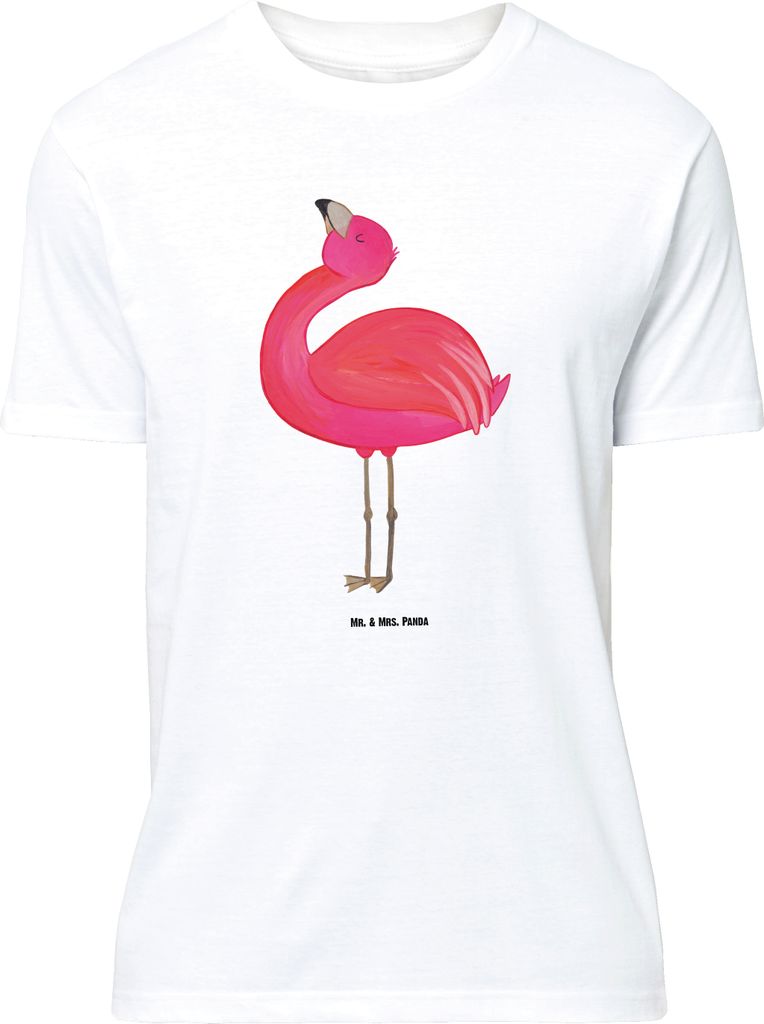 Mr. & Mrs. Panda Größe M T-Shirt Flamingo Stolz - Weiß - Geschenk, Rosa, mit Spruch, Herren, Zufrieden, Tshirt, Schwester, Mama, Shirt