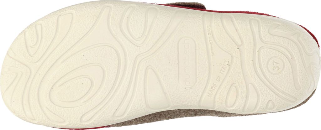 Fly Flot Damen Pantoffel Filz Hausschuh Clog Stickerei 320143, Größe:38 EU, Farbe:Rot