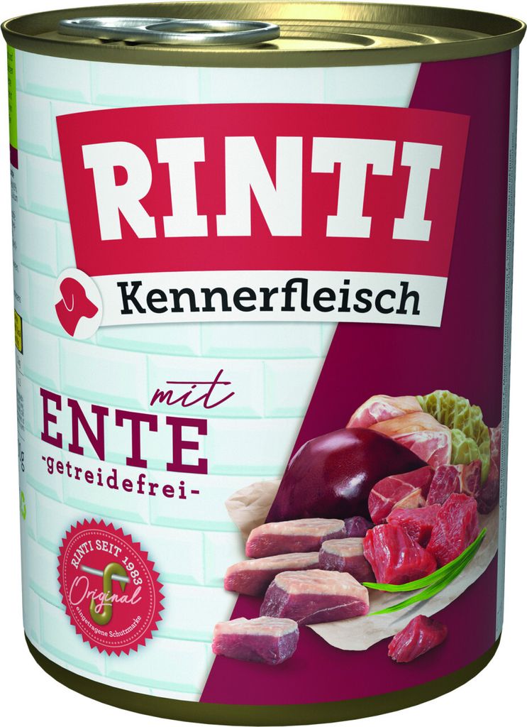 Rinti 800gx12 Kennerfleisch Entenherzen Dose