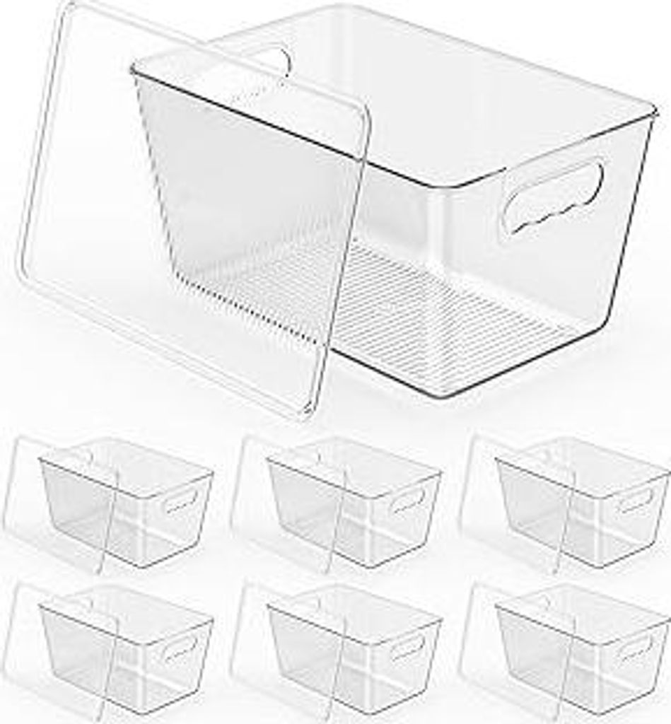 6er-Pack transparente Aufbewahrungsbehälter mit Deckel, stapelbare Kunststoffbehälter mit praktischen Griffen für Küchenschränke, Vorratskamme...
