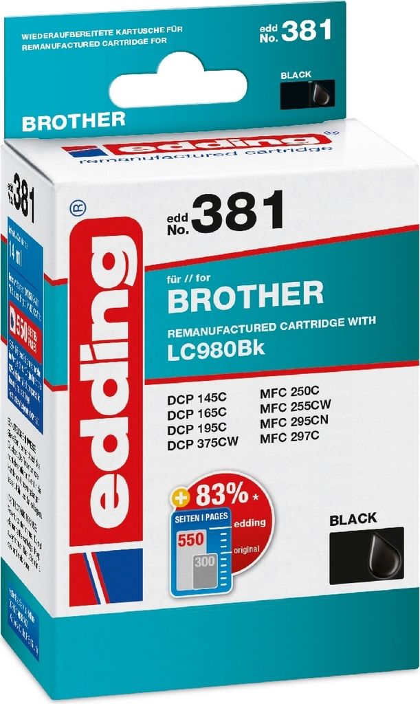 Druckerpatrone kompatibel mit Brother LC980 black Packung mit 12 Stück