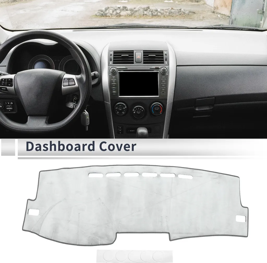 Tapis Tableau de Bord pour Toyota Corolla 2007-2013 en Flanelle Grise