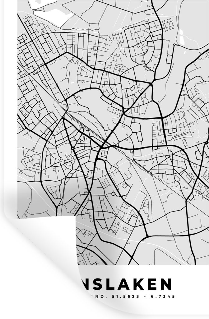 MuchoWow Wandtattoo Wandsticker Wandaufkleber Karte - Dinslaken - Deutschland - Stadtplan 80x120 cm Selbstklebend und Repositionierbar - Repositi...