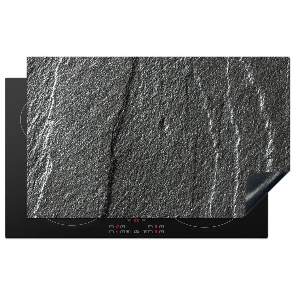 KitchenYeah Herdabdeckplatte Stein - Anthrazit - Grau - Steinstruktur , 83x51cm, Küche Deko, Glaskeramikkochfeld Herdabdeckung, Abdeckplatte fù...