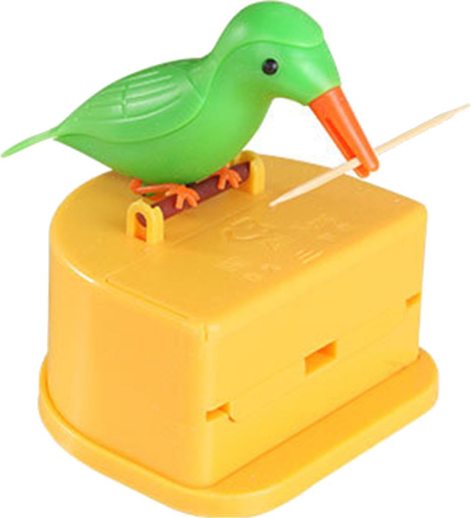 Smart Press Typ Vogelform Zahnstocher Halterbox Spender Esstisch Gadget-Gelbgrüner Vogel