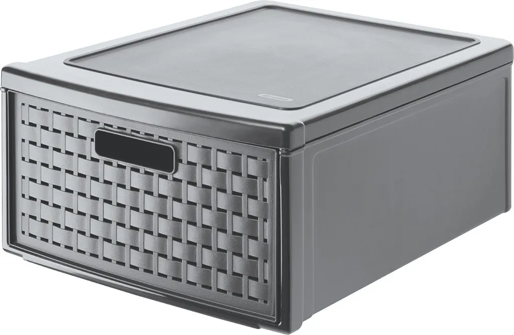 Boîte de rangement Rotho Country 19,2 L - Tiroir coulissant anthracite