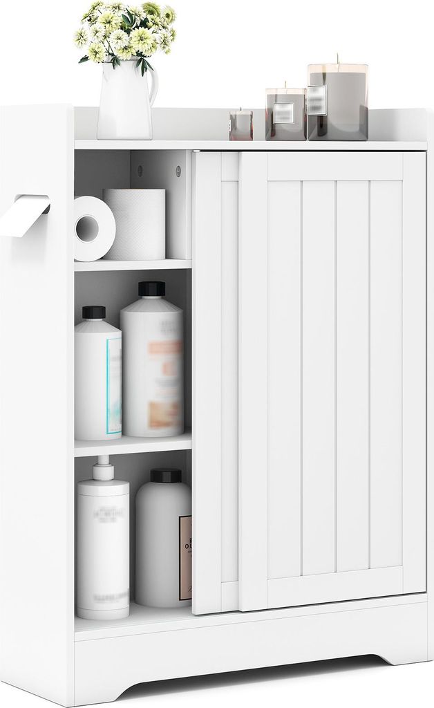 COSTWAY Badezimmerschrank, Nischenschrank mit Schiebetüren, Produktbild 