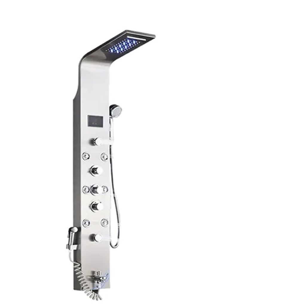 Duschpaneel, LED-Anzeige, Regen- und Wasserfallkopf, Nickel 8009