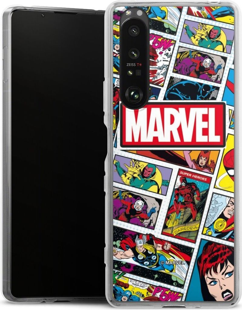 DeinDesign Handyhülle für Sony Xperia 1 III Silikon Hülle Case Smartphone Schutzhülle Comic Muster Marvel